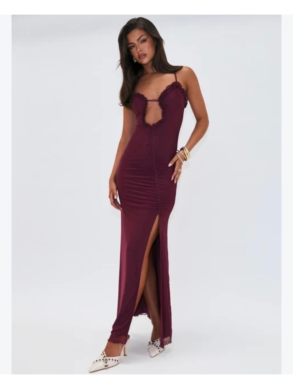 DEADSTOCK Soulina  Ruched Maxi Dress Purple | Princess Polly